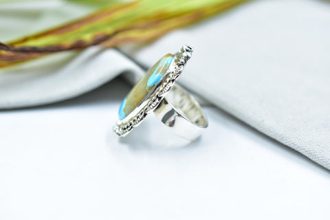 Handmade Ribbon Royston & Sterling Silver Ring Adjustable Ring