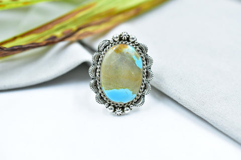 Handmade Ribbon Royston & Sterling Silver Ring Adjustable Ring
