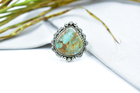 Handmade Ribbon Royston & Sterling Silver Ring Adjustable Ring