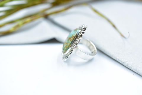 Handmade Ribbon Royston & Sterling Silver Ring Adjustable Ring