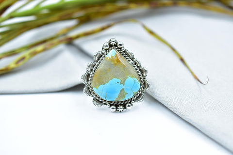 Handmade Ribbon Royston & Sterling Silver Ring Adjustable Ring