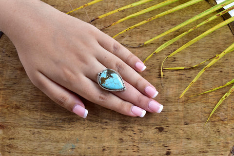 Handmade Number 8 Turquoise & Sterling Silver Adjustable Ring