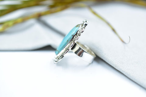 Handmade Number 8 Turquoise & Sterling Silver Adjustable Ring