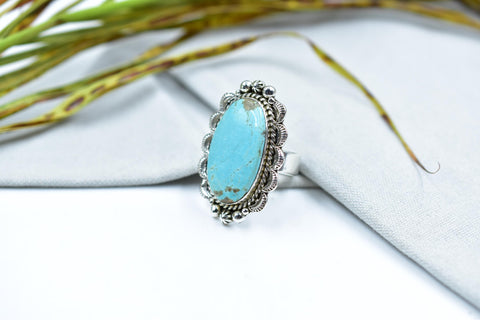 Handmade Number 8 Turquoise & Sterling Silver Adjustable Ring