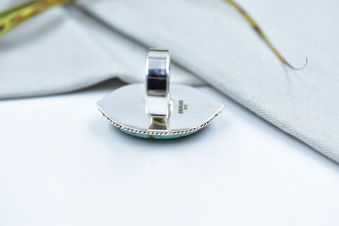 Handmade Ribbon Royston & Sterling Silver Ring Adjustable Ring