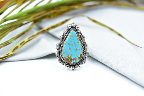 Handmade Number 8 Turquoise & Sterling Silver Adjustable Ring