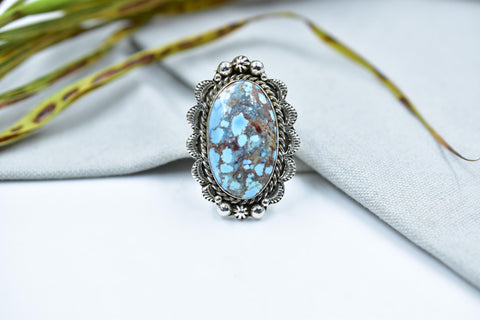 Handmade Golden Hill Turquoise & Sterling Silver Ring Adjustable Ring