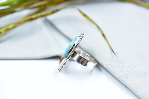 Handmade Ribbon Royston & Sterling Silver Ring Adjustable Ring