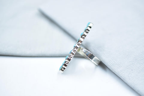 Handmade Mojave Turquoise Sterling Silver Ring, Adjustable Cluster Ring