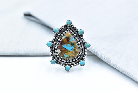 Handmade Royston Turquoise & Sterling Silver Adjustable Ring