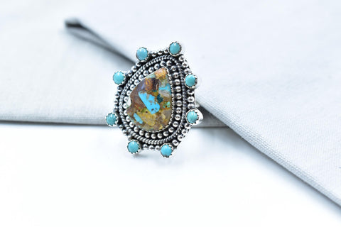 Handmade Royston Turquoise & Sterling Silver Adjustable Ring