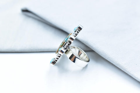Handmade Royston Turquoise & Sterling Silver Adjustable Ring