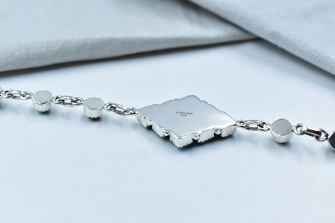 Handmade Mojave Turquoise & Sterling Silver Bracelet, Size 9 Inch Adjustable Bracelet