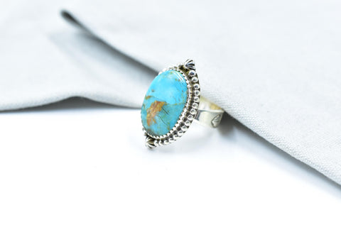 Handmade Mojave Turquoise & Sterling Silver Adjustable Ring