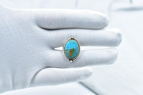 Handmade Mojave Turquoise & Sterling Silver Adjustable Ring