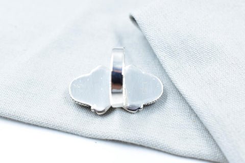 Handmade Purple Dahlia Turquoise & Sterling Silver Adjustable Ring