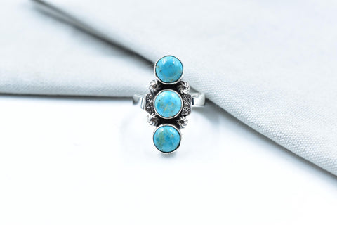 Handmade Mojave Turquoise & Sterling Silver Adjustable Ring
