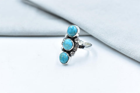 Handmade Mojave Turquoise & Sterling Silver Adjustable Ring