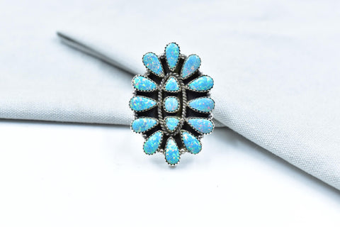 Handmade Balloon Opal & Sterling Silver Adjustable Ring