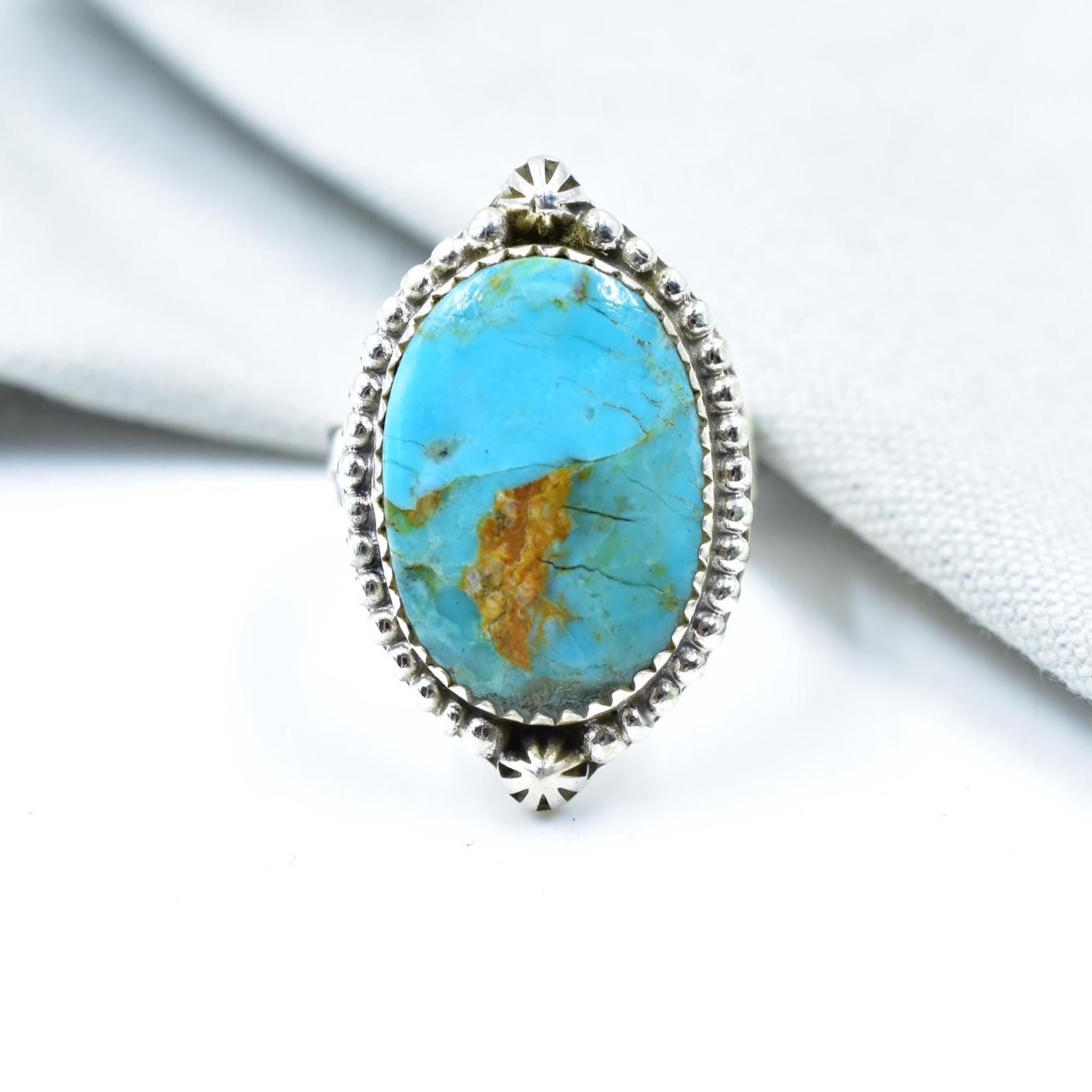 Handmade Mojave Turquoise & Sterling Silver Adjustable Ring