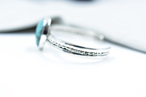 Handmade Hubei Turquoise & Sterling Silver Adjustable Bangle (Size 6 Inch)