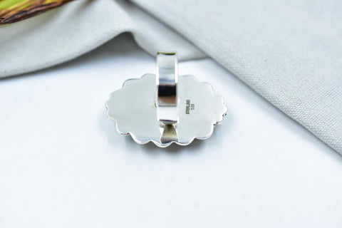 Handmade Ribbon Royston & Sterling Silver Ring Adjustable Ring