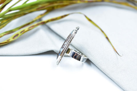 Handmade Hubei Turquoise & Sterling Silver Adjustable Ring