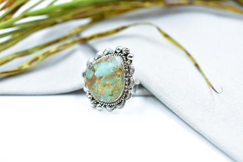 Handmade Ribbon Royston & Sterling Silver Ring Adjustable Ring