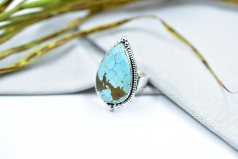 Handmade Number 8 Turquoise & Sterling Silver Adjustable Ring