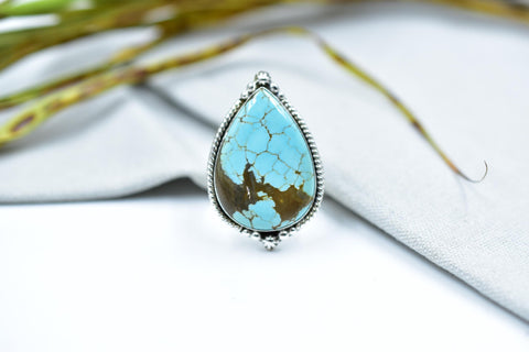 Handmade Number 8 Turquoise & Sterling Silver Adjustable Ring