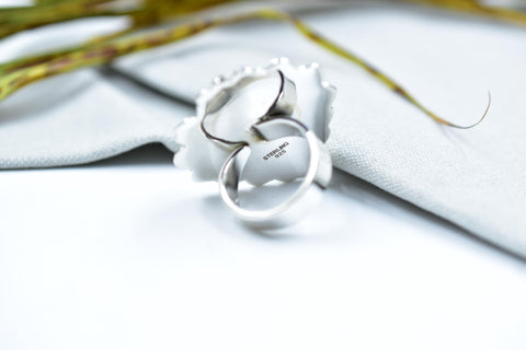 Handmade Ribbon Royston & Sterling Silver Ring Adjustable Ring