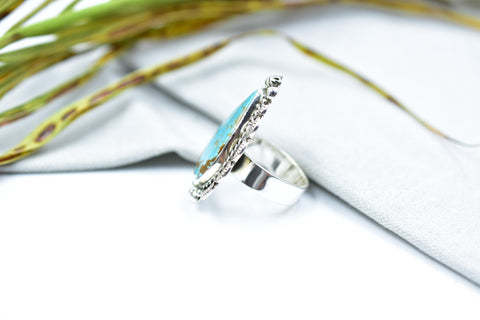 Handmade Number 8 Turquoise & Sterling Silver Adjustable Ring