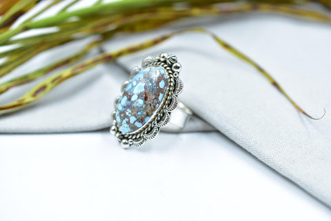 Handmade Golden Hill Turquoise & Sterling Silver Ring Adjustable Ring