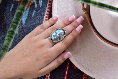 Handmade Golden Hill Turquoise & Sterling Silver Ring Adjustable Ring