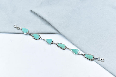 Handmade Royston Turquoise & Sterling Silver Adjustable Bracelet (Size 9 Inch)