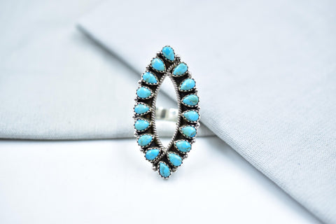 Handmade Mojave Turquoise Sterling Silver Ring, Adjustable Cluster Ring