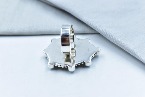 Handmade Royston Turquoise & Sterling Silver Adjustable Ring