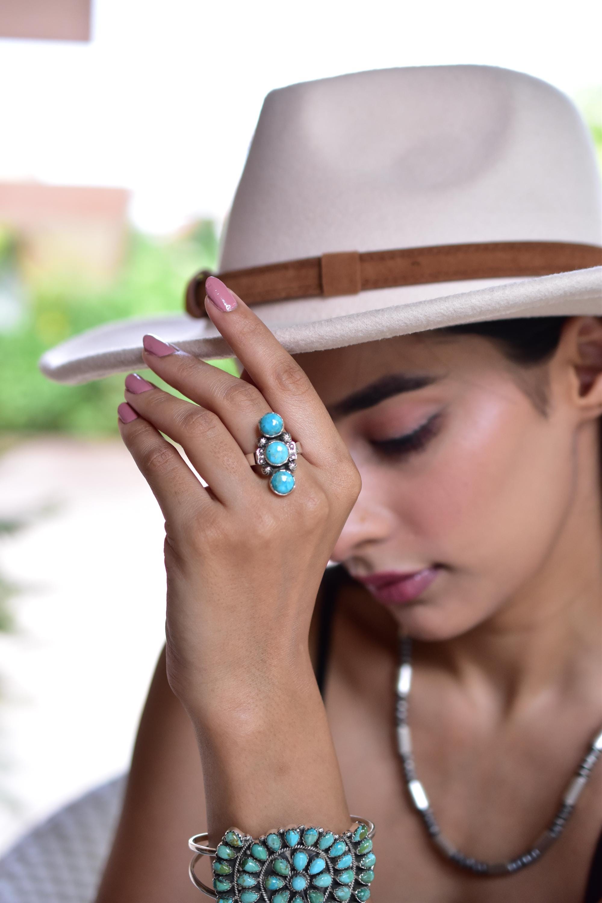 Handmade Mojave Turquoise & Sterling Silver Adjustable Ring