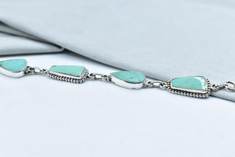 Handmade Royston Turquoise & Sterling Silver Adjustable Bracelet (Size 9 Inch)