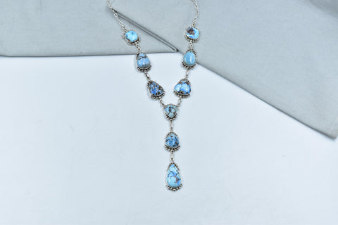 Handmade Golden Hill Turquoise & Sterling Silver Necklace with 22 inch Adjustable Chain