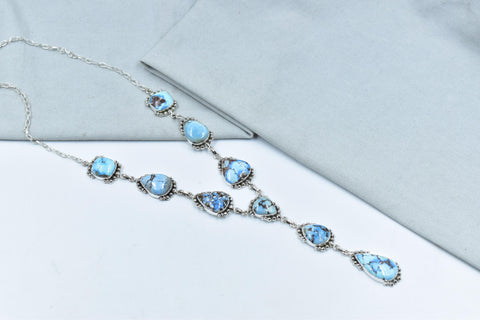 Handmade Golden Hill Turquoise & Sterling Silver Necklace with 22 inch Adjustable Chain