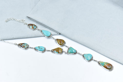 Handmade Royston Turquoise & Sterling Silver Necklace with 22 inch Adjustable Chain