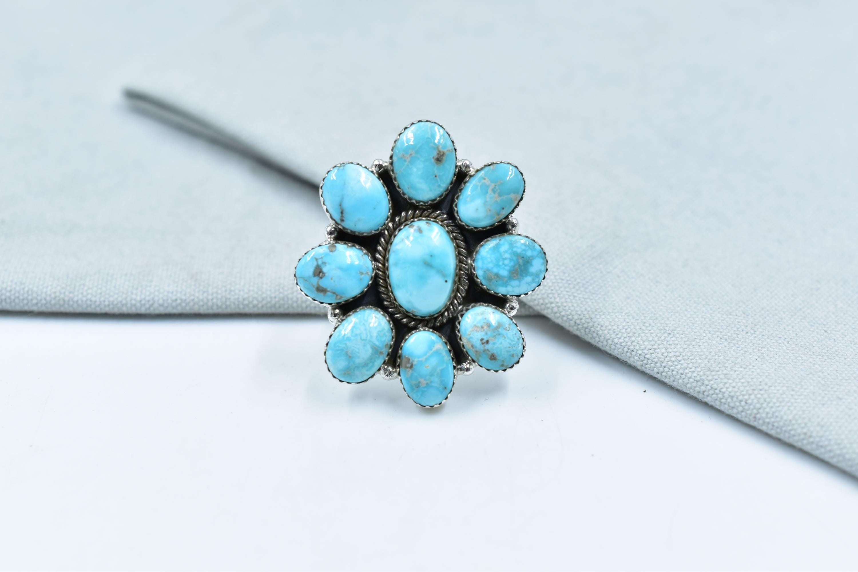 Handmade White Water Turquoise Sterling Silver Adjustable Ring