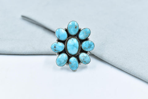 Handmade White Water Turquoise Sterling Silver Adjustable Ring