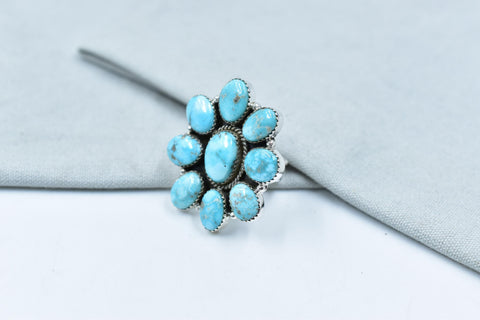 Handmade White Water Turquoise Sterling Silver Adjustable Ring