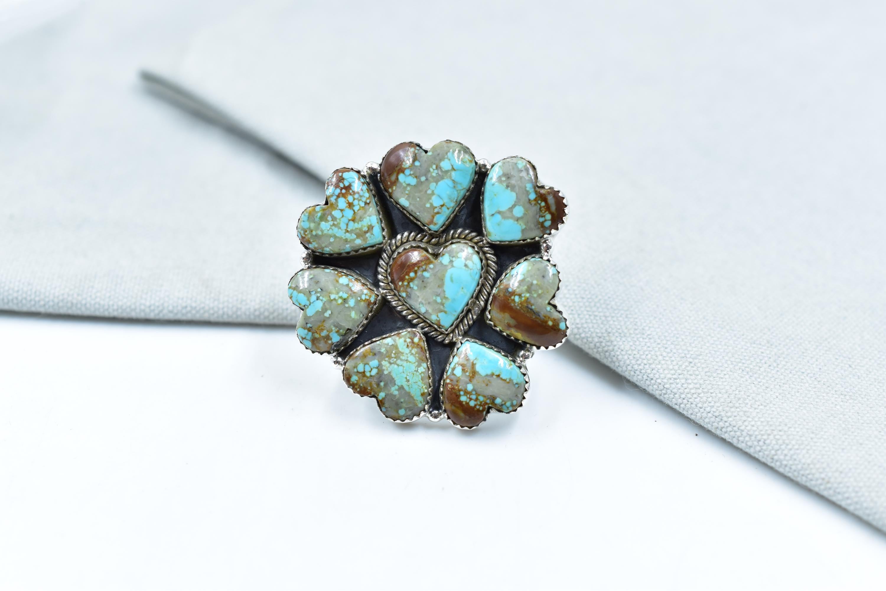 Handmade Number 8 Turquoise & Sterling Silver Adjustable Ring
