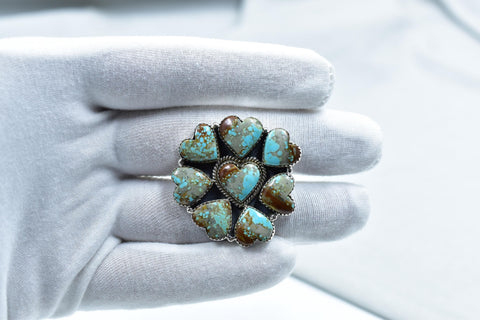 Handmade Number 8 Turquoise & Sterling Silver Adjustable Ring