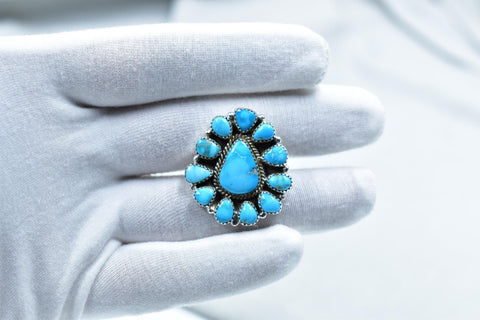 Handmade Blue Ridge Turquoise & Sterling Silver Adjustable Ring