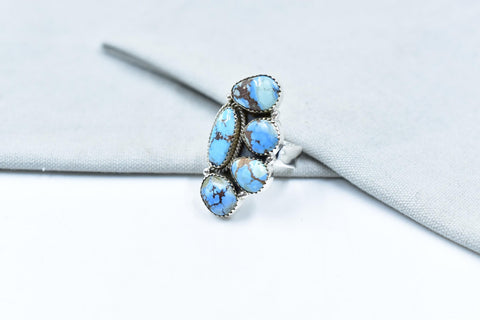 Handmade Golden Hill Turquoise & Sterling Silver Ring Adjustable Ring