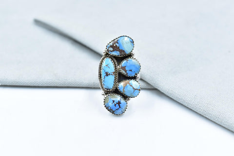 Handmade Golden Hill Turquoise & Sterling Silver Ring Adjustable Ring